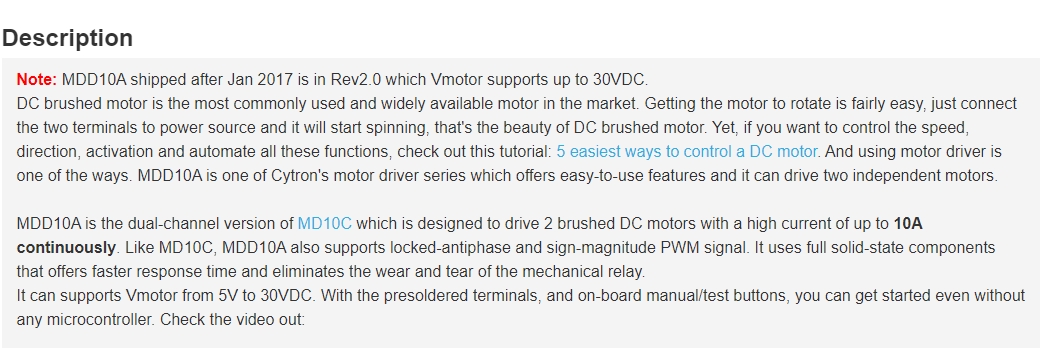 MDD10A 10Amp 5V-30V DC-motordr - Motor Driver Module recensie en prijs