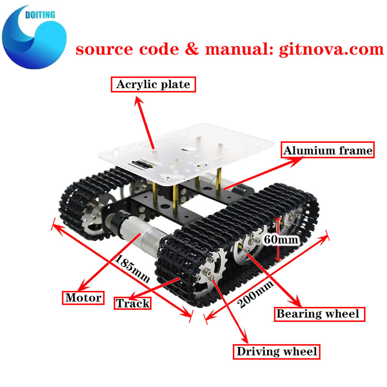 RC Metalen Robot Tank Auto Cha - Tracked Robot Chassis recensie en prijs